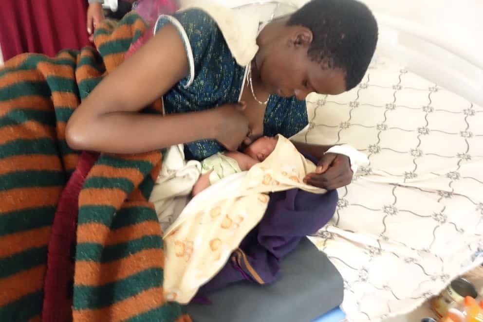 Mother holding baby