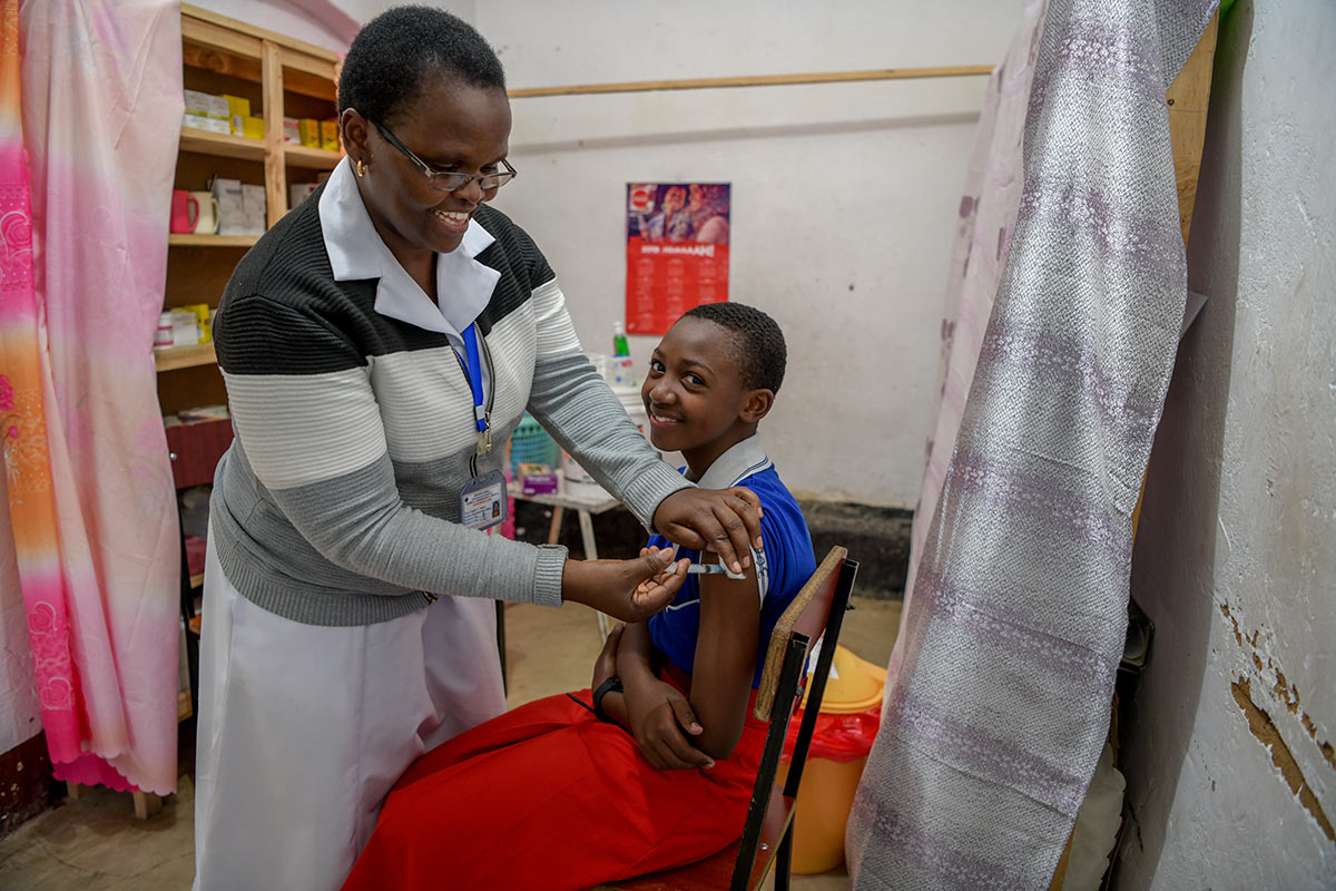 Girl receiving HPV vaccination