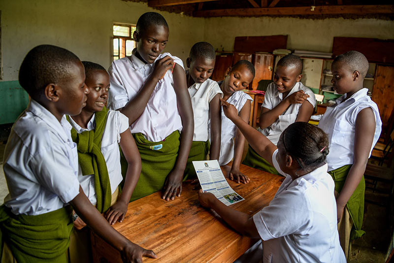 Group of students receive HPV vaccination