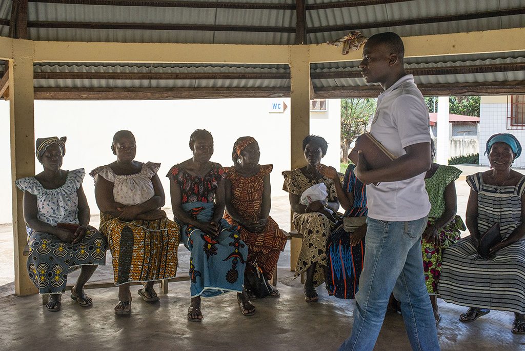 Members of a chronic care support group meet at CSR Clinic in Dimbokro.