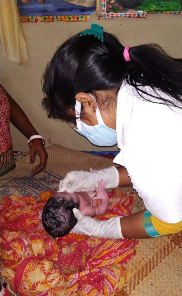Nurse with newborn