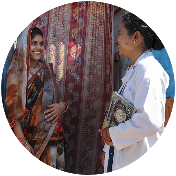 Midwife visiting a patient in India